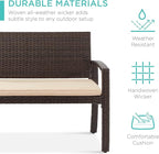 Best Choice Products Outdoor Bench 2-Person Wicker Garden Patio Benches Seating Furniture for Backyard, Porch w/Seat Cushion, 700lb Capacity - Brown/Tan