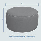 LVTXIII Inflatable Stool Ottoman Footrest with Handle, All Weather Footrest Seat, Indoor or Outdoor Pouf for Home Patio Garden and Camping Use, D31 xH14, Large Round, Grey Texture