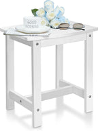 Y&M Outdoor Side Table, HIPS Adirondack Small Single Table, Waterproof Square Outside Table, Balcony Modern End Tables for Patio, Pool, Beach, Porch, Deck, Indoor or Outdoor Use, White