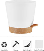 FaithLand 6-Pack White Self Watering Planter Pots for Indoor Outdoor Plants - 8, 7, 6.5, 6, 5.5, 5 Inches Flower Pots