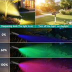 RGB Solar Spot Lights : 2 IN 1 Solar Lights Outdoor with 8 Lighting Modes & PC Light Guide Column for Tree Garden Yard Pathway | RGB Color Changing Landscape Lights | IP65 Waterproof | 4 Pack