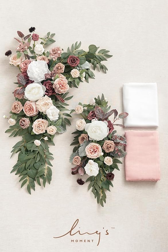 Artificial Flowers Wedding Arch Kit, Dusty Rose Mauve, 4 Pieces
