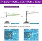 PURPLE LEAF 8' X 8' Patio Umbrella for Pool 7' High Offset Outdoor Cantilever Umbrella Swimming Pool Umbrella with 360°Rotation for Poolside Apple Green