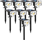 btfarm Solar Spot Lights Outdoor Waterproof, 8 Pack/3 Modes Motion Sensor Lights, Solar Powered Spotlights 2-in-1 Auto On/Off for Outside Pathway Yard Garden Landscape Lighting, Cool White