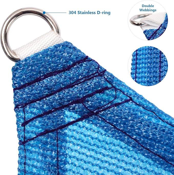 Eden's Decor Straight Flat-Edged Sun Shade Sail Rectangular 6' x 14' Blue UV-Blocking Outdoor Canopy Fabric Cloth Awning for Pergola Patio Garden Backyard Custom Size