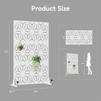 Decorative Fence Privacy Screen, 3-Panel White Metal Divider, 72 x 44 In