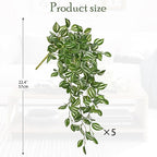 Artificial Hanging Plants Wandering Jew Faux Greenery, 5 Pack, 22 Inch