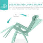 Best Choice Products Folding Zero Gravity Outdoor Recliner Patio Lounge Chair w/Adjustable Canopy Shade, Headrest, Side Accessory Tray, Textilene Mesh - Seafoam