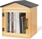 Outdoor Library Outdoor Book Box Storage Small Wooden Cabinet Little Literature Box for Neighborhoods Community and Schools Sharing Books, Flyers, Newspapers, Food and Art (B)