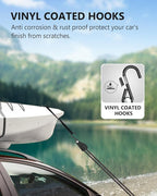 Kayak Tie Down Straps Ratchet, Kayak Straps for Secure Canoe to Roof Racks, Hiking Camping, Boating & Water Activities, Heavy Duty Ratchet Pulley Rope Hanger Kayak Accessories 2-Pack 1/4" 12FT