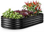 Plant & Plot Galvanized Raised Garden Beds Outdoor // 6×3×1 ft Planter Raised Beds for Gardening, Vegetables, Flowers // Large Metal Garden Box // Patented Tool-Free Design (Black)