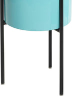 Deco 79 Metal Indoor Outdoor Planter Minimalistic Large Planter Pot with Black Removable Stand, Set of 3 Planters 12", 14", 18"H, Teal