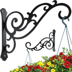 Hanging Planter Hooks 6-Inch 2 Pcs,Outdoor Hanging Brackets Wall Hook Heavy Duty Brackets,Black Iron Planters Hook Indoor/Outdoor Planter Hanger Brackets