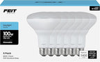 Feit Electric BR30 LED Light Bulbs, 100W Equivalent, Dimmable, E26 Standard Base, 80 CRI, 1400 Lumens, 5000K Daylight, 120V, 10 Years Lifetime, Damp Rated, 6 Pack, 100BR30DM85010KLED/6