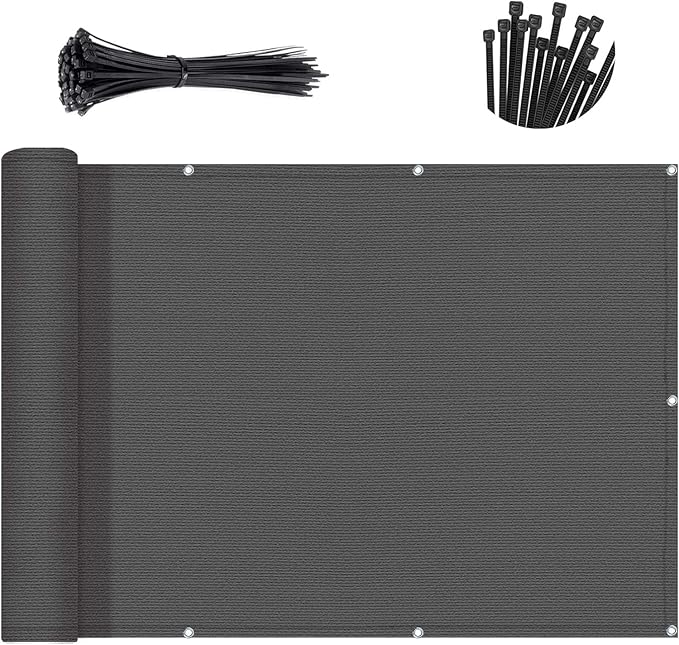 SUNNY GUARD Customized 3.3'x31' Dark Gray Balcony Privacy Screen, 90% Shade by SUNNYGUARD