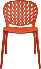 2xhome Set of 3 Patio Dining Chairs | Modern Stackable Outdoor Pool Side Chair | Weather Resistant Plastic for Yard, Porch, Balcony, Kitchen, Orange