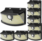 Aootek New Solar Motion Sensor Lights 120 LEDs with Lights Reflector,270° Wide Angle, IP65 Waterproof, Step Lights for Front Door, Yard, Garage, Deck (Black, Daylight White, 8-Pack)