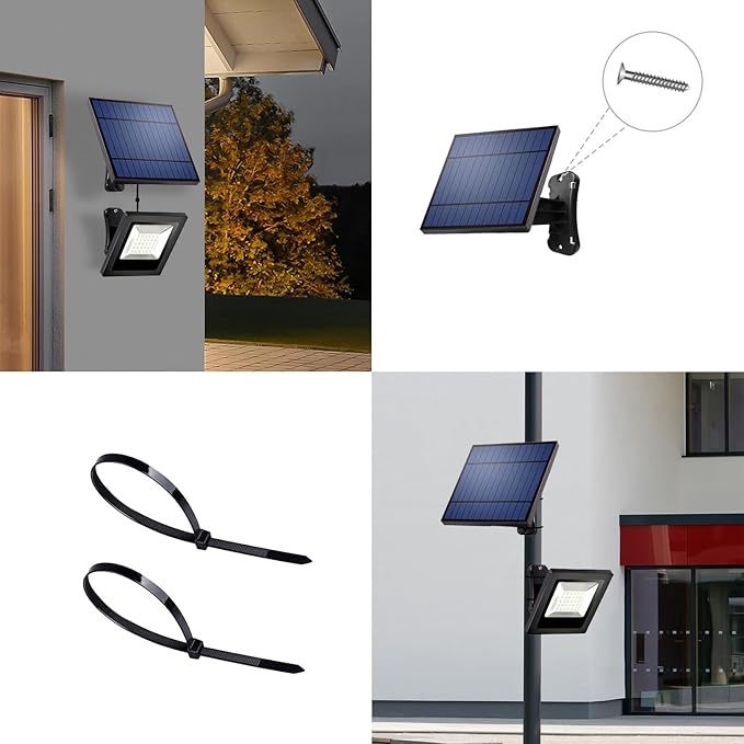 Solar Lights Dusk to Dawn 4400mAh Solar Powered Spotlight Waterproof Flood Light 6000K Lighting with 16FT Cord for Patio, Flag Pole, Fence, White