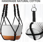 Macrame Plant Hanger - Fits 6 to 15 inches Pots for Indoor Outdoor, 43 Inch, Set of 2, Black (POTS NOT Included)