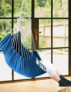 Chihee Hammock Chair Hanging Swing Max 500 Lbs 2 Cushions Included Metal Spreader Bar with Anti-Slip Grooves Portable Hanging Chair Side Pocket Large Macrame Bohemian Chair Indoor Outdoor