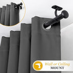 Kenney KN90001 1" Weaver Indoor/Outdoor Rust-Resistant Curtain Rod, 72-144", Black