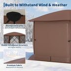 11.5x11.5FT 6-Sided Pop Up Gazebo Tent，One-Push Setup Canopy Tent with Mesh Panels & Removable Wind Cloths, Outdoor shelter for Camping, Backyard Parties, Outdoor Events - Beige & Khaki