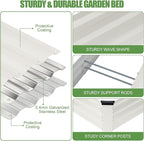 Galvanized Raised Garden Bed Outdoor | Metal Raised Garden Bed for Gardening 2Pack | Large Planter Box for Vegetables Flowers Fruits | Easy Assembly & Safety Design Flower Beds 12x2x1ft White