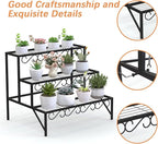 3 Tier Metal Plant Stand Outdoor Indoor, Heavy Duty Flower Pot Holder Display Shelf,Multifunctional storage rack for Patio Garden Livingroom Bedroom,Black