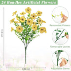 Bassion Artificial Flowers for Outdoors, 24 Bundles UV Resistant Fake Flowers Realistic Silk Faux Plants for Outdoor Planter Window Box Porch Patio Garden Home Outside Decorations