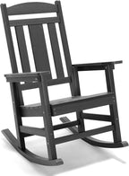 LUE BONA Outdoor Rocking Chairs Set of 4, Weather Resistant HDPS Poly Rocker Chairs, 350lb Heavy Duty, Oversized Porch Rocker for Adult, High Back Smooth Rocking Chairs for Outdoor & Indoor, Gray