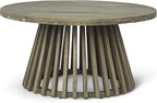 Merax Patio Outdoor Acacia Wood Round Coffee Table for Backyard, Lawn, Balcony, Grey Finish