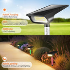 intelamp Solar Spot Light Outdoor Waterproof, 4000mAh RGB + 3 Color LED Landscape Flood Lighting Spotlights for Camping Garden Yard Tree Flag Wall Patio Halloween Christmas Decor with Remote