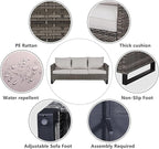 Belord 6 Piece Outdoor Furniture Patio Wicker Sofa Set, Oversize Outdoor Swivel Rocker Chairs with Rattan Ottomans, Conversation Sets Patio Furniture Come with Removable Washable Cushion