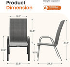 JEAREY Patio Dining Chairs Set of 4, Outdoor Stackable Dining Furniture Set, All Weather Dining Set for Lawn, Garden, Backyard, Poolside, Deep Gray