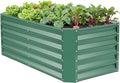 ZORMY 4×2×1.4ft Galvanized Raised Garden Bed Kit, Metal Planter Boxes Outdoor, High Raised Beds for Vegetables, Fruits, and Flowers - LotusGreen