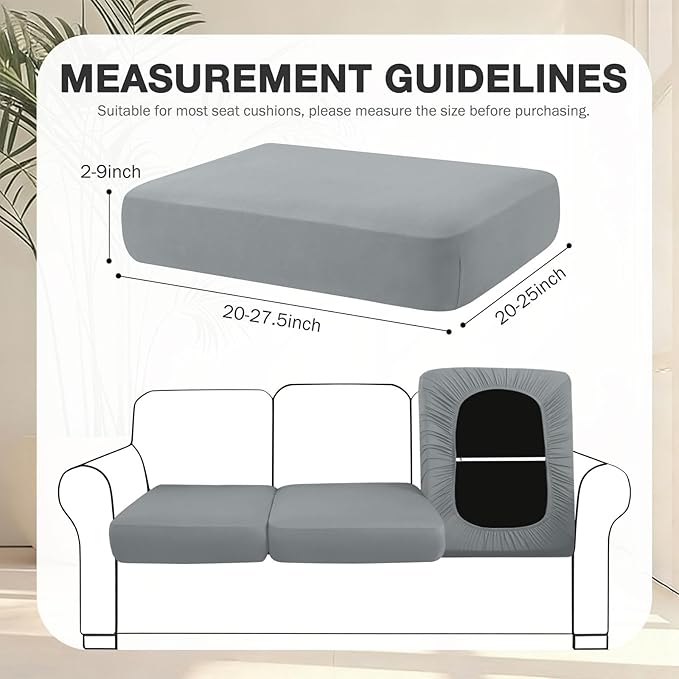 Patio Cushion Covers 8-Piece Gray Stretch Set with Elastic Straps