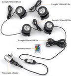 RGB Pond Lights with Timer, LED Underwater Submersible Colorful Landscape Spotlights, 98ft Remote Control IP68 Waterproof Fountain Lights for Fish Aquarium Tank Garden Yard Pool (Set of 4)