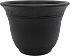 The HC Companies Sierra Round Self-Watering Pot - Lightweight Plastic Planter for Herbs & More - Durable Plant Pots for Indoor Plants & Outdoor Plants (10” Black Onyx, Pack of 1)