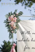 Artificial Flowers Swag Kit, 2 Pack, Romantic Pink Silk Wedding Arch Decor