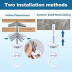 ONIKK Ceiling Hooks for Hanging Plants (2 PCS White), Heavy Duty Metal Plant Hooks, Screw in Hooks for Hanging Birdfeeders, Lamps, Planters, Indoor Outdoor Wall Baskets Hooks up to 33 lbs