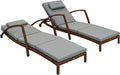 Outsunny Wicker Chaise Lounge Chair Outdoor Set of 2, 5-Position Adjustable Reclining Pool Lounge Chairs with Wheels, Rattan Outdoor Lounger with Cushion, Armrests for Poolside Beach Backyard, Gray