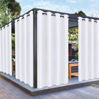 PureFit Outdoor Curtains for Patio Waterproof Weatherproof, UV Resistant Outside Curtains for Gazebo, Front Porch, Pergola, Sun Blocking Privacy Curtain, 52W x 84L inch, 1 Panel, White