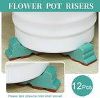 Kigeli 12 Pcs Resin Pot Feet for Outdoor Planters 3 Inch Long 1.5 Inch Tall Flower Handmade Elevator Plant Feet Frost Proof Lifter for 14-20 in Pot(Vintage Blue)