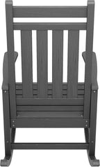 SERWALL Oversized Rocking Chair, Outdoor Rocking Chair for Adults, All Weather Resistant Porch Rocker for Lawn Garden, Grey