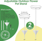 Tellingyou 2 Pack Adjustable Outdoor Flower Pot Stand, Metal Outdoor Plant Stands, Spring Summer Versatile Plant Stand Garden Stake for Display Plants, Elegant Solution for Landscaping Decor (White)
