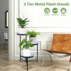 Plant Stand Indoor 3 Tie Mosaic Metal Corner Shelf Outdoor Plant Pot Holder Folding Storage Corner Table Plant Shelves for Living Room