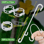 250 Pcs Tomato Clips, Plant Support Clips and J Tomato Hooks, Plastic Trellis Clip Vegetable Cages Vine Garden Clip for Tomatoes Cucumber Grape Melon, Makes Plants Grow Upright or Prevent Falling Off