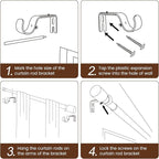 1” Diameter brown curtain rod Itself is 30 to 60 inch. 1 Pack Fits 30-54 inch Windows with Heavy Duty Adjustable brown curtain rods Splicing Metal Extra Long Curtain Rod