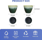 Pack of 2 Flower Pots, Plastic Plant Pots with Drainage Holes, 8 inch Modern Glossy Finishing Planter for Indoor Outdoor Plants (Green Glaze, 2 Pack)