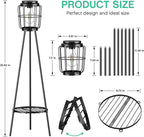 Solar Lights with Plant Stand, Outdoor Floor Lamp, Waterproof Solar LED Edison Bulb Light Flower Shelf for Patio Porch Deck Yard Garden Decor-1 Pack